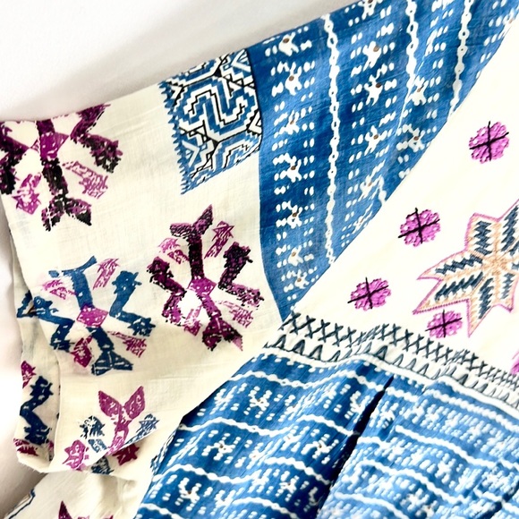 LITTLE WHITE LIES |🧵💗 Cornflower Blue Pink Boho Embroidered Stitch Shift Dress - Picture 14 of 16